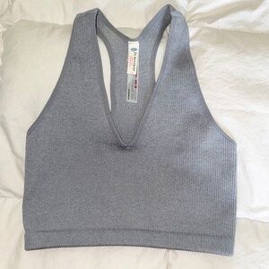 Free People Movement V Neck Ribbed Heather Grey Crop Tank